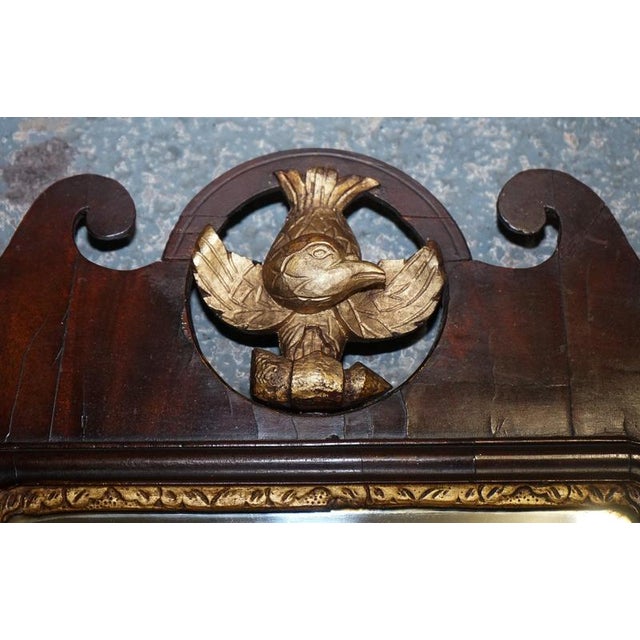 Glass Antique Chippendale Giltwood Wall Mirror with Phoenix, 1760s For Sale - Image 7 of 15