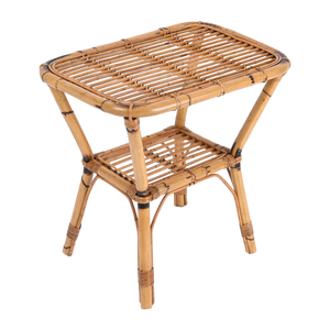 French Riviera Side Table in Rattan, Bamboo and Wicker, Italy, 1960s