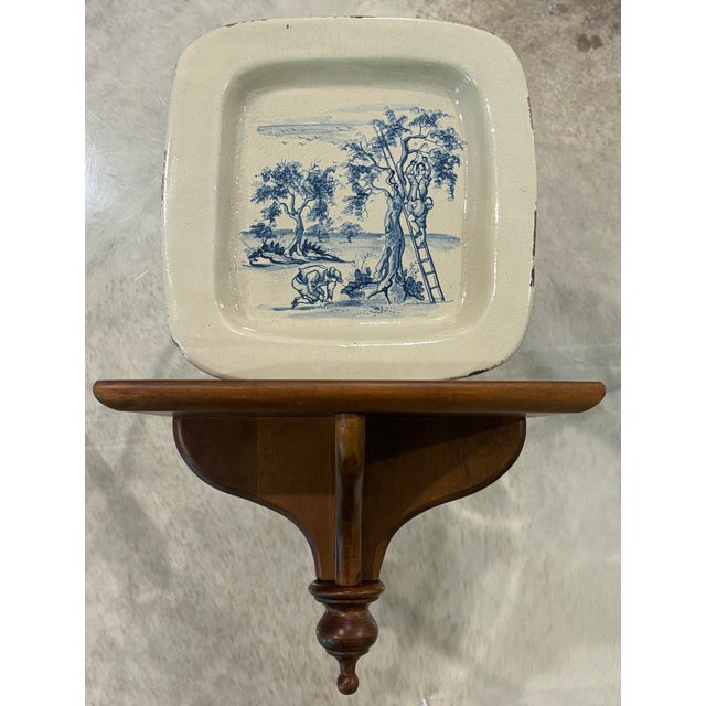 American Vintage Colonial Revival Solid Wood Wall Shelf With Turned Finial For Sale - Image 3 of 10
