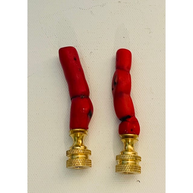 1970s 1970s Fabulous Red Coral Lamp Finials Pair For Sale - Image 5 of 6
