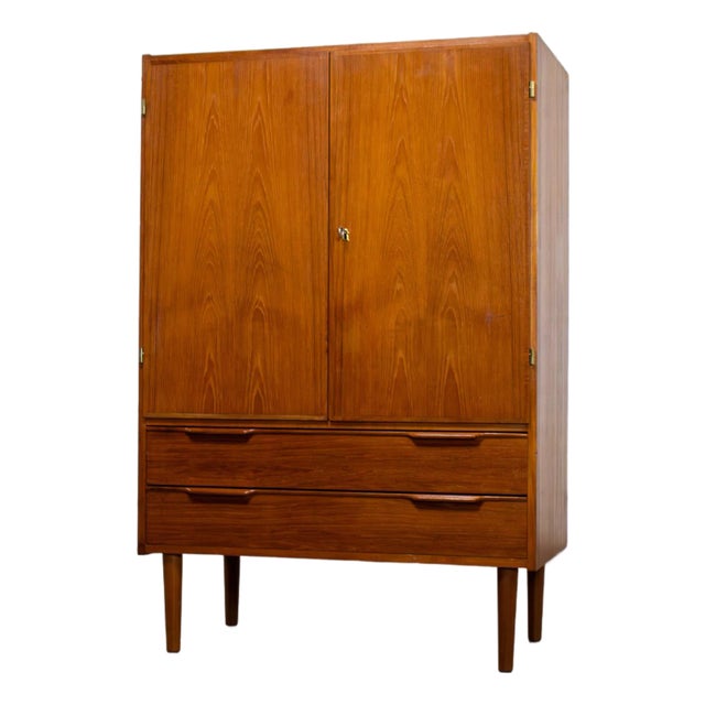 Mid-20th Century Scandinavian Modern Teak Petite Cabinet Dry Bar, Armoire or Gentleman’s Chest For Sale