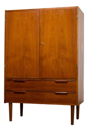 Mid-20th Century Scandinavian Modern Teak Petite Cabinet Dry Bar, Armoire or Gentleman’s Chest