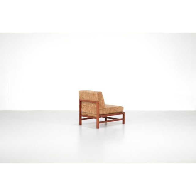 Armchair in wood upholstered in sand-colored velvet. Italy, 1960s. Period of manufacture: 1960s Dimensions: Width 56 cm x...