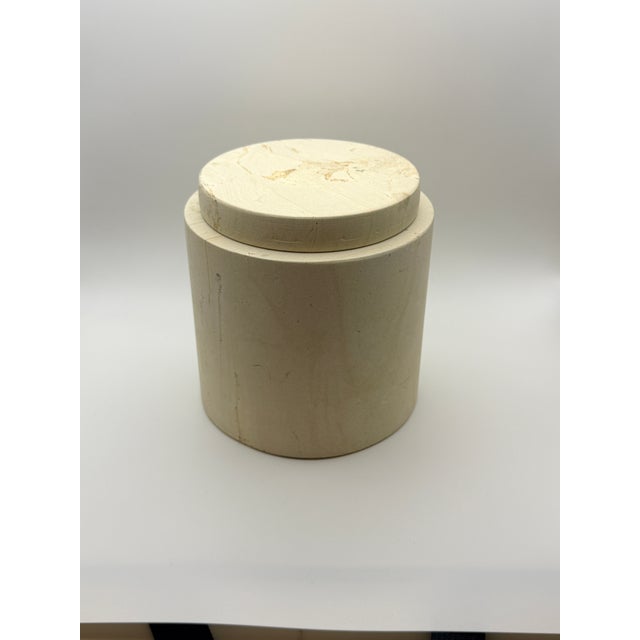Stone Large Vintage Solid Travertine Canister With Lid For Sale - Image 7 of 7
