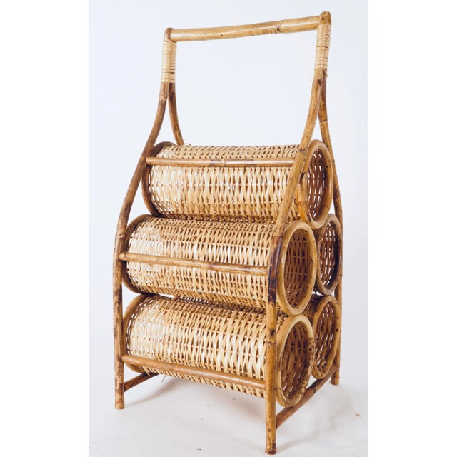 Mid 20th Century Rattan & Bamboo Wine Rack For Sale - Image 12 of 13