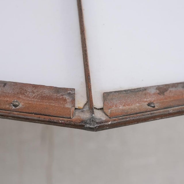 White Antique Hexagonal Metro Light Pendant in Opaline For Sale - Image 8 of 10