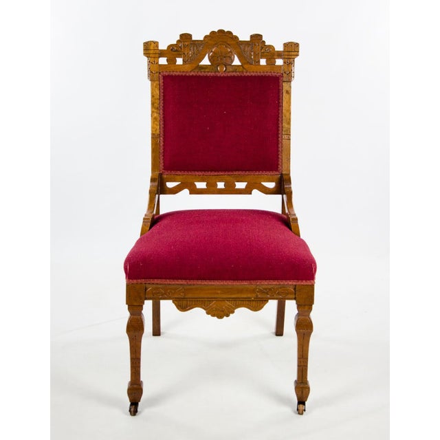 Late 19th Century Vintage Victorian Charles Eastlake Upholstered Side