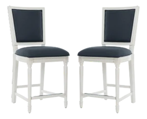 Counter Stool in Navy & Distressed White - a Pair