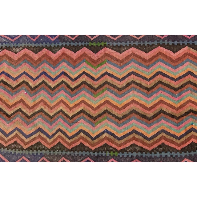 1960s Mid-20th Century Turkish Kilim Multicolor Handmade Tribal Wool Rug For Sale - Image 5 of 8