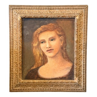 American School Portrait of a Young Woman in Carved Frame, Circa 1930 For Sale