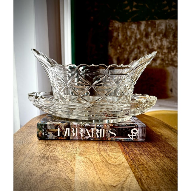 Georgian Irish Cut-Glass Bowls with Original Underplates, 1800s, Set of 3 For Sale - Image 11 of 12