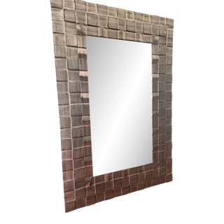 Large Beveled Mirror Framed With Antiqued Light Gold Finish For Sale