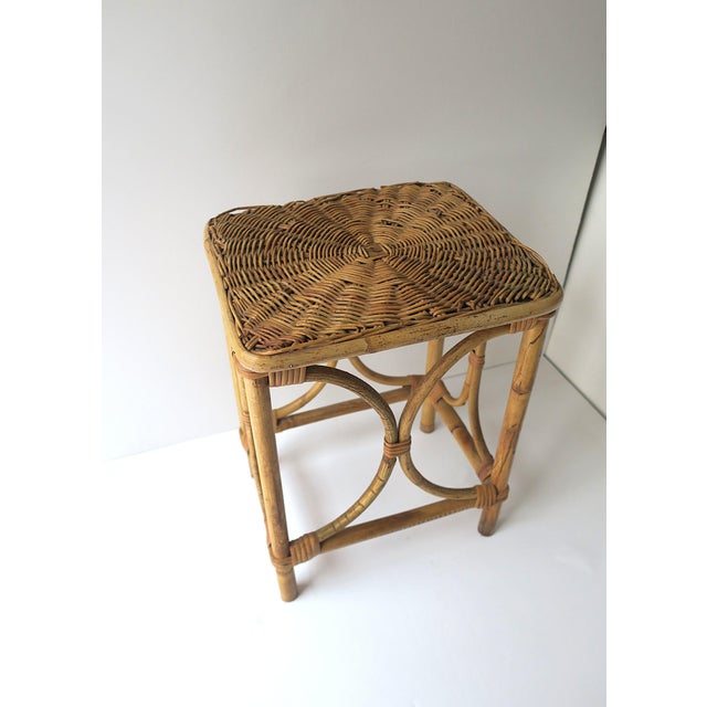 Wicker Rattan Side Drinks Table For Sale In New York - Image 6 of 14