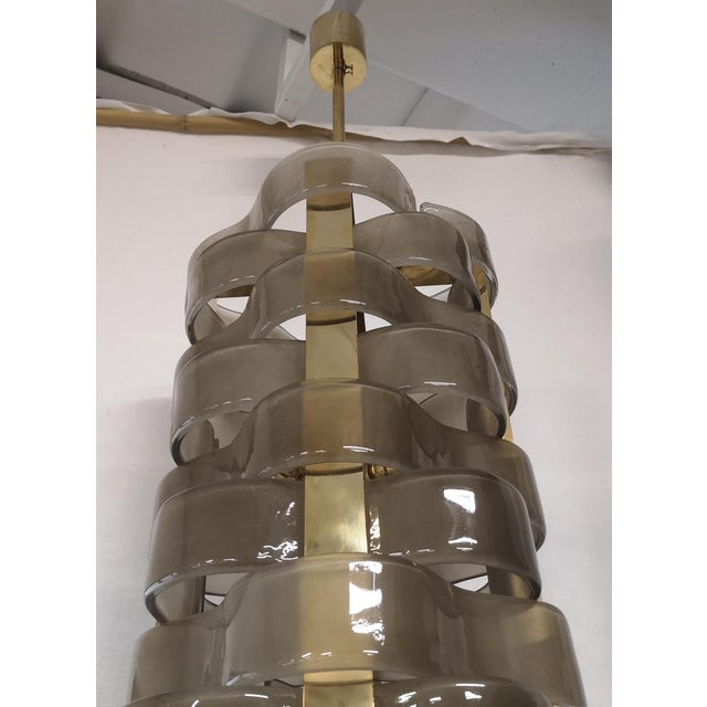 Metal Murano Glass and Brass Chandelier, 2000 For Sale - Image 7 of 16