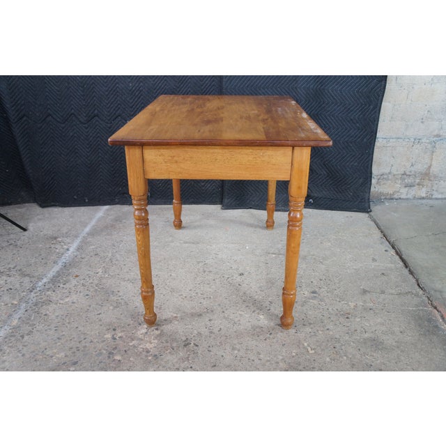 Vintage American Country Farmhouse Pine Library Table Desk Dining Breakfast Table For Sale - Image 10 of 12