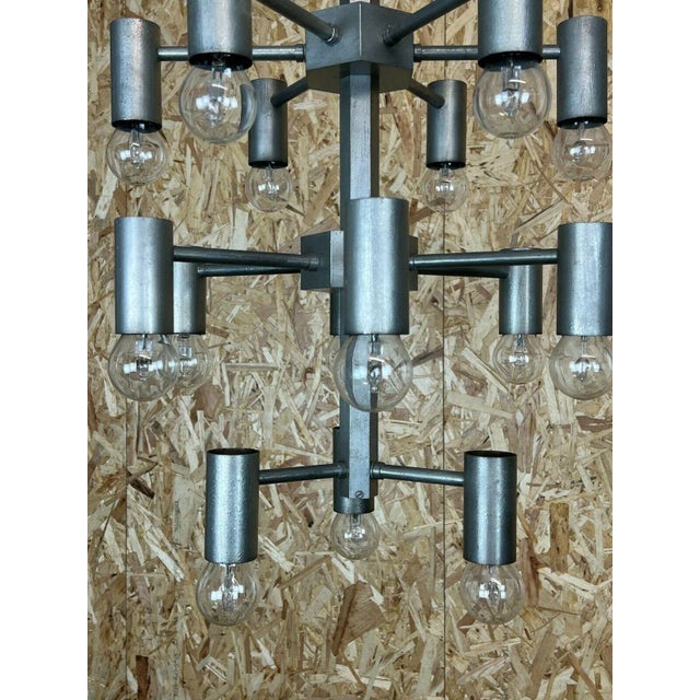 Large Chrome & Metal Chandelier Pendant Lamp For Sale - Image 10 of 14