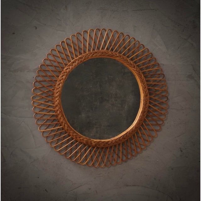 Mid-Century Modern Mid-Century Modern Rattan Wall Mirror from Olaf Von Bohr, Italy, 1960s For Sale - Image 3 of 9