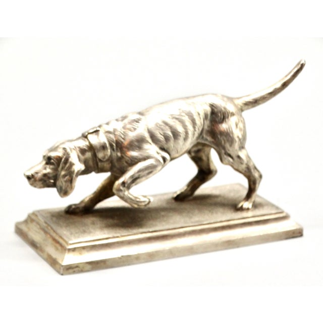 1900 Silver Plate Sculpture Model of a Pointer Dog For Sale - Image 10 of 10