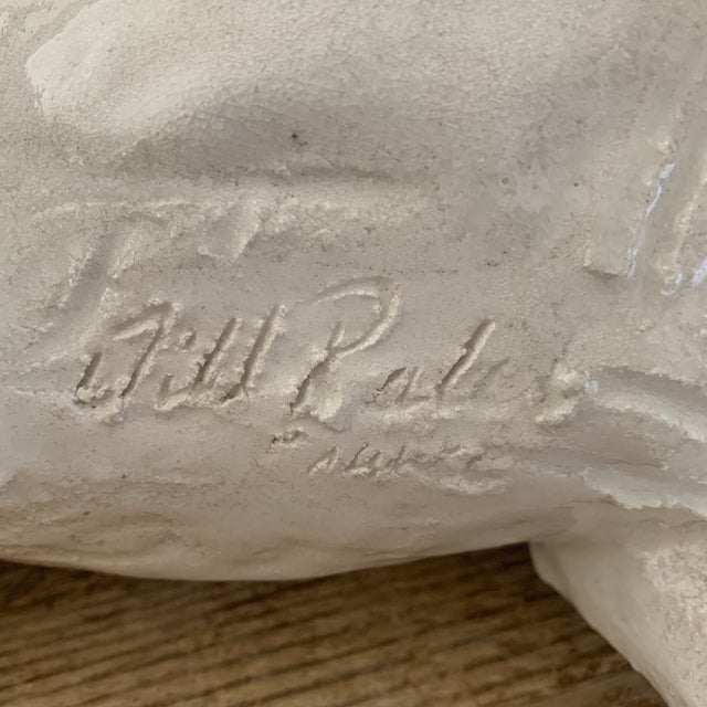 Signed White Glazed Pottery Lion Sculpture For Sale - Image 9 of 10