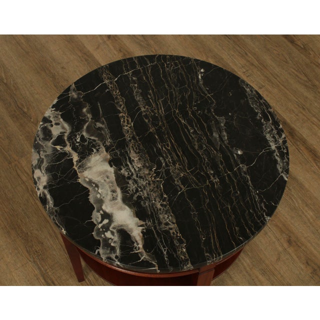 Regency Style Vintage Mahogany Round Black Marble Top Side Table Chairish