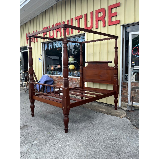 Wood Antique 19th Century American Classical Full Tester Poster Bed For Sale - Image 7 of 18