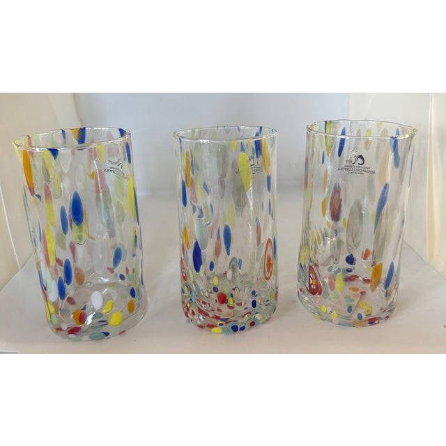Abstract Murano Glasswear Set by Alessandro Coppola in Italy- Set of 5 Tall Drinking Glasses For Sale - Image 3 of 6