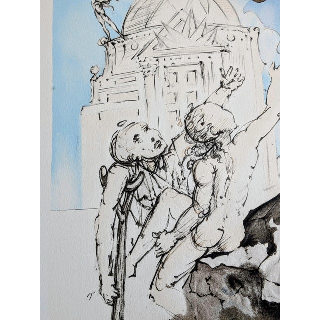 Salvador Dali, The Archangel Raphael, Hand-Signed Aquatint and Relief on Paper, 1980s For Sale - Image 6 of 18