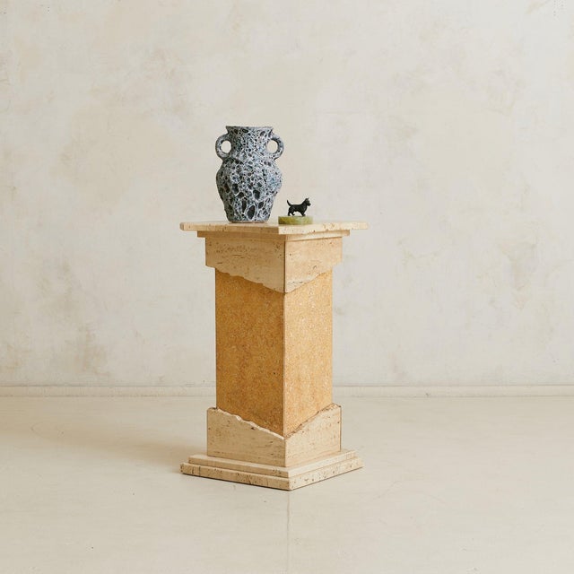 Italian Travertine Pedestal with Raw Edges, 1970s - 2 Available For Sale In Chicago - Image 6 of 11