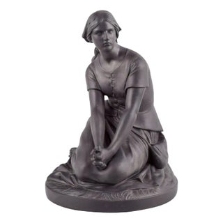 Figure of Joan of Arc in Black Terracotta by L. Hjorth, Bornholm, 1890s For Sale