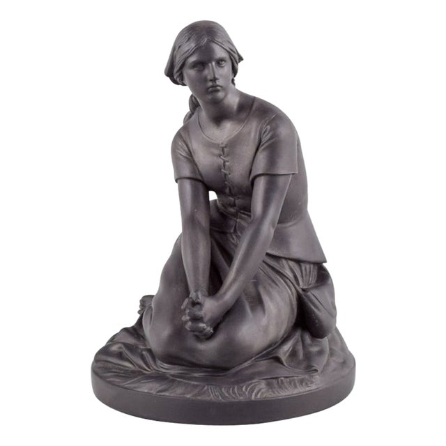 Figure of Joan of Arc in Black Terracotta by L. Hjorth, Bornholm, 1890s For Sale