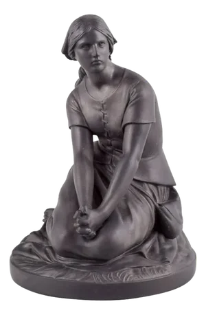 Figure of Joan of Arc in Black Terracotta by L. Hjorth, Bornholm, 1890s