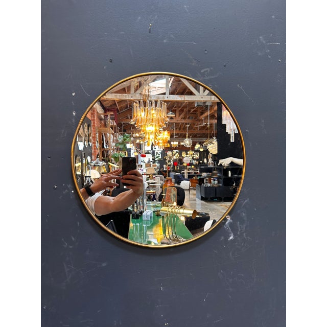 Mid-Century Modern Vintage Italian Round Wall Mirror 1980s For Sale - Image 3 of 6