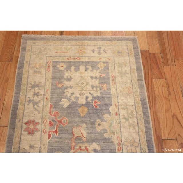 2020s Soft Pastel Ivory Cream Modern Turkish Oushak Design Runner Rug For Sale - Image 5 of 12