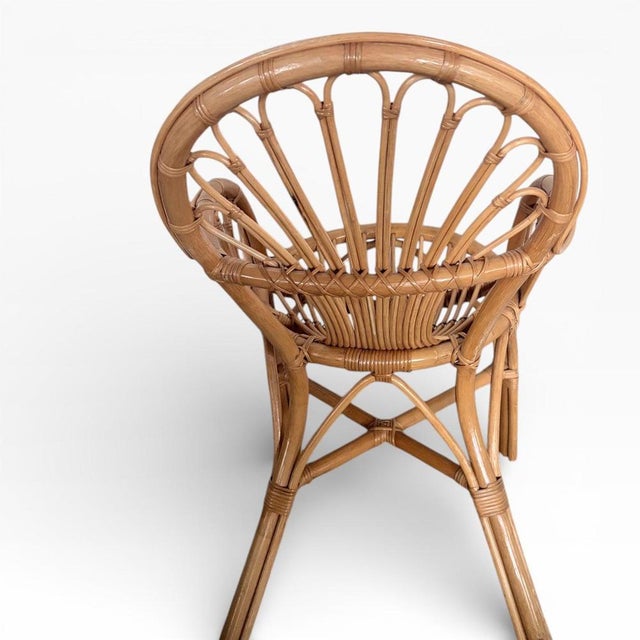 Mid-Century Italian Sculptural Rattan Bamboo Armchair For Sale - Image 6 of 7