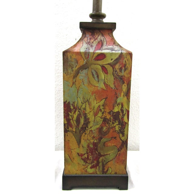 Burnt Orange Pair of Uttermost Colorful Flowers Print Table Lamps, 27678 For Sale - Image 8 of 12
