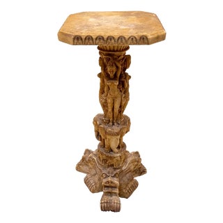 Vintage Asian Dragon Opium Bone Resin Pedestal Stand Table from the 1960s For Sale