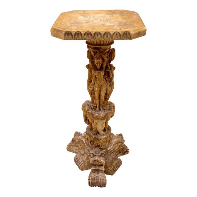Vintage Asian Dragon Opium Bone Resin Pedestal Stand Table from the 1960s For Sale