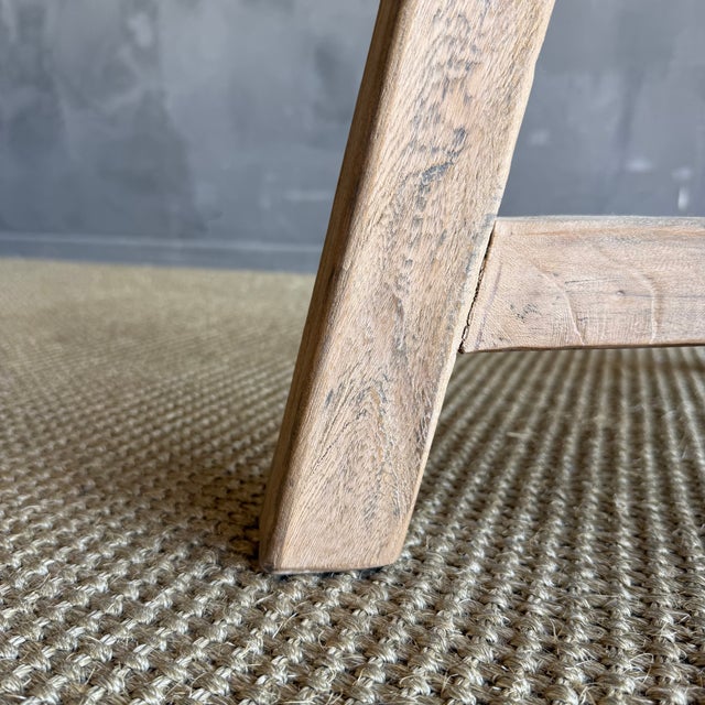 Wood Vintage Elm Wood Wheel Side Table #A53 For Sale - Image 7 of 8