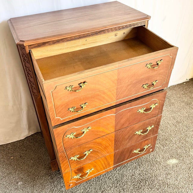 French Provincial Antique French Provincial Style Wooden Highboy by Imperial Furniture Manufacturing For Sale - Image 3 of 12