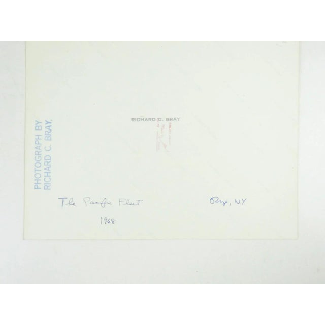 Vintage 1968 photograph on paper of small boats lined up in Rye New York by Richard C. Bray. Artist stamp and titled "The...