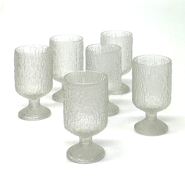 Mid 20th Century Mid Century Footed Ice Textured Drinking Glasses by Indiana Glass - Set of 6 For Sale - Image 5 of 5