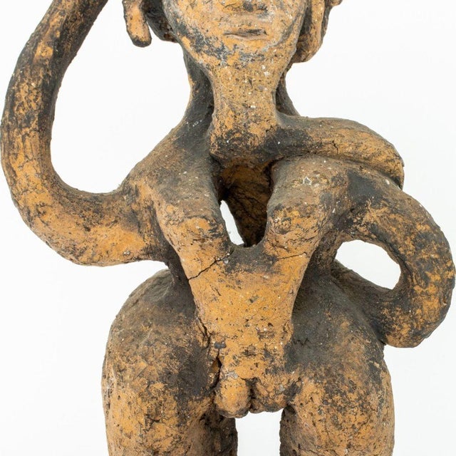 Abstract Folk Art Abstract Female Figure Terracotta Statue For Sale - Image 3 of 7