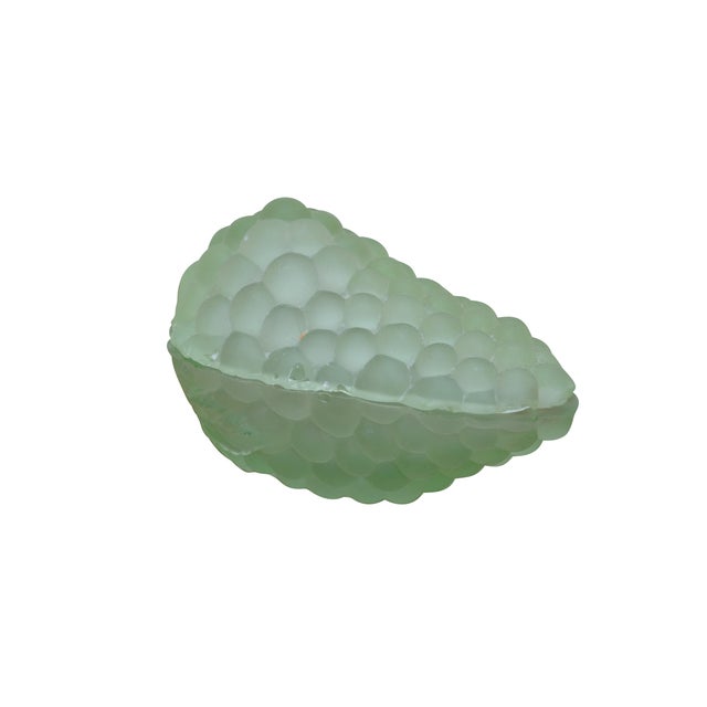 French Antique French Green Uranium Glass Grape Cluster Compote Trinket Box 6" For Sale - Image 3 of 16