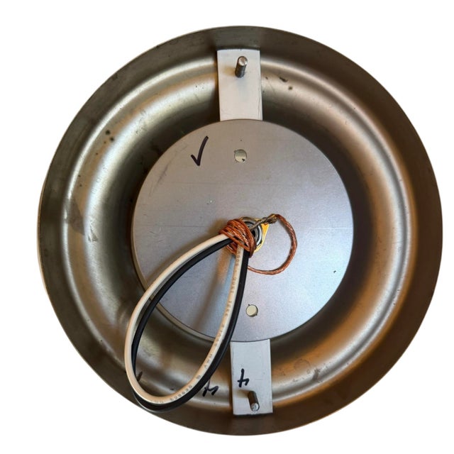 Early 20th Century Mid-Century Modern Nickleplate and White Glass Ceiling Light Fixture For Sale - Image 4 of 5