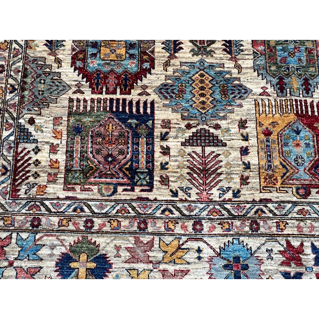 Hand-Knotted Afghan Kazak Wool Area Rug - 9'0" X 11'10 For Sale - Image 9 of 12