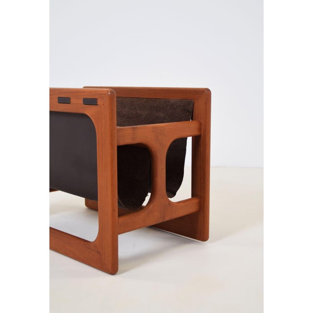 Danish solid wood magazine holder manufactured by Salin Møbler in the 1970s. This minimalist piece of furniture is of a...