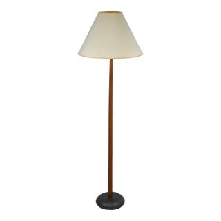 1960s Danish Modern Teak Lamp With Bulbous Ceramic Base For Sale