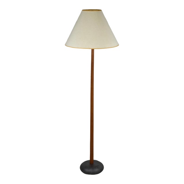 1960s Danish Modern Teak Lamp With Bulbous Ceramic Base For Sale