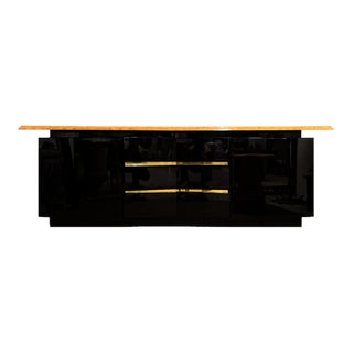 Black Lacquered Sideboard by Jean Clause Mahey For Sale
