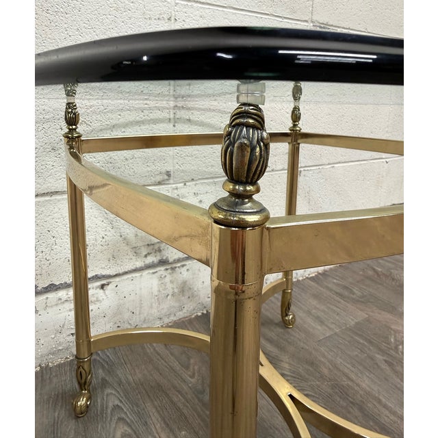 Vintage Hollywood Regency Brass and Glass End Table Side Table Lamp Table For Sale In Kansas City - Image 6 of 12